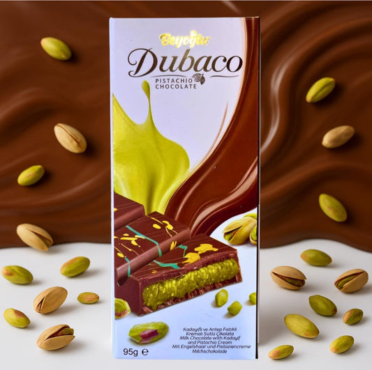 Beyoglu Dubaco Dubai Chocolate Milk Chocolate with Kadayif and Pistachio Cream- 200 Gram. Ships in Cold Thermal Packaging