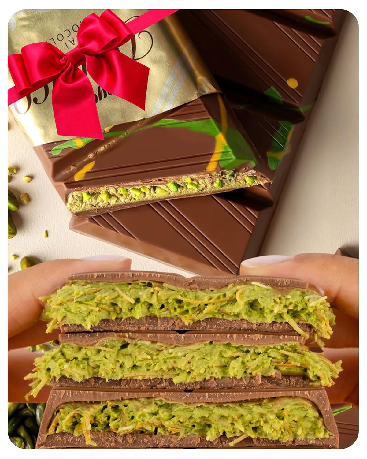 Luxury Dubai Pistachio Chocolate Bar – With Crunchy Kunafa (1 or 2 Bars)
