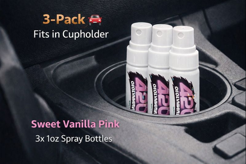 420 Odor Eliminator Spray – New Car Blue Scent (2, 3, or 4-Pack – 1oz Each)