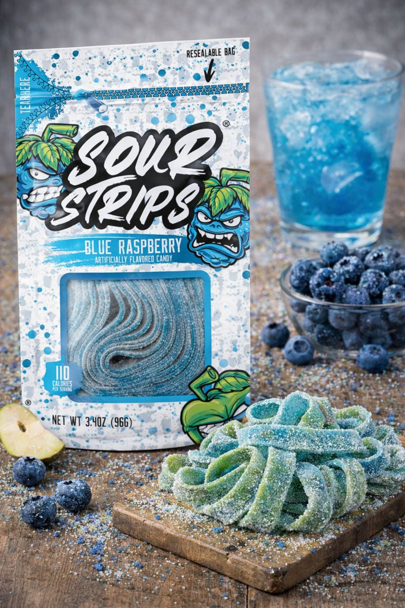 Sour Strips Sour Candy Belts – 3-Pack Resealable Bags (Multiple Flavors)