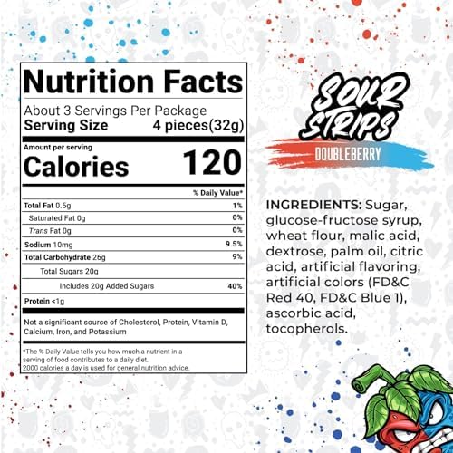 Sour Strips Sour Candy Belts – 3-Pack Resealable Bags (Multiple Flavors)