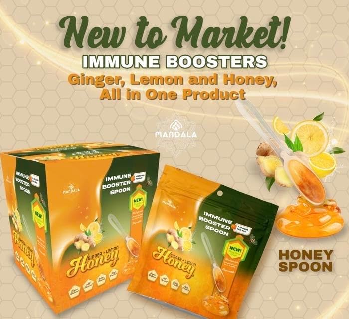 Mandala Immune Booster Spoons – Ginger Lemon Honey (7-Pack, Disposable Spoons)
