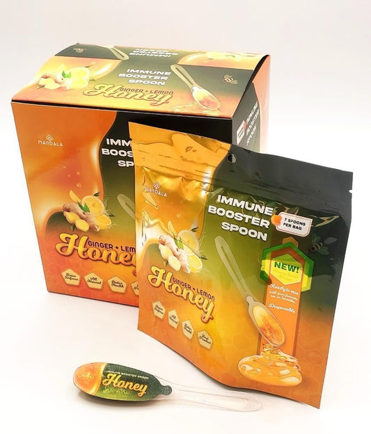 Mandala Immune Booster Spoons – Ginger Lemon Honey (7-Pack, Disposable Spoons)