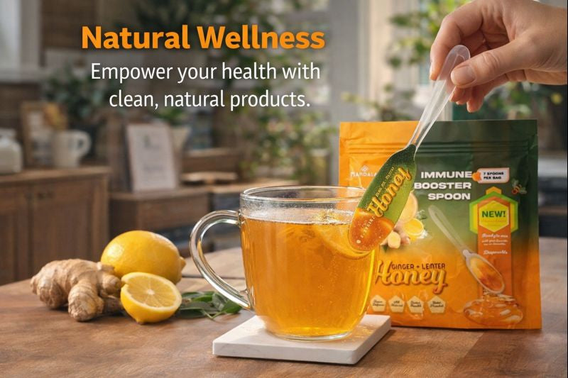 Mandala Immune Booster Spoons – Ginger Lemon Honey (7-Pack, Disposable Spoons)
