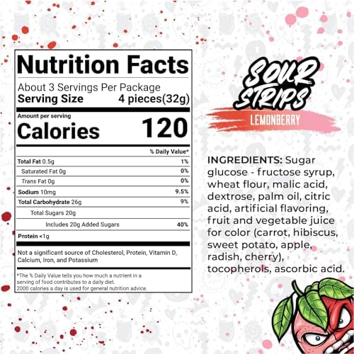 Sour Strips Sour Candy Belts – 3-Pack Resealable Bags (Multiple Flavors)