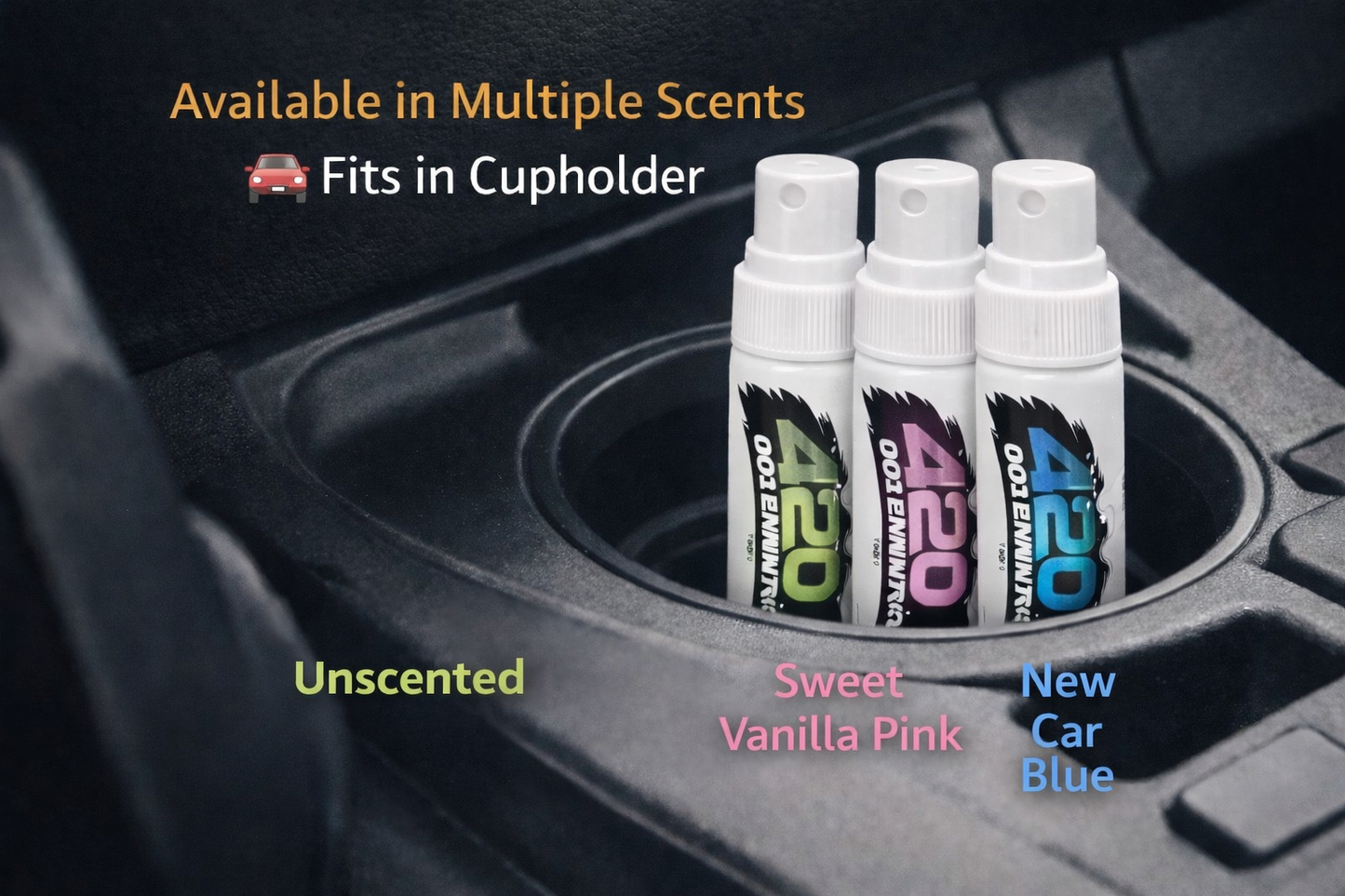 420 Odor Eliminator Spray – New Car Blue Scent (2, 3, or 4-Pack – 1oz Each)