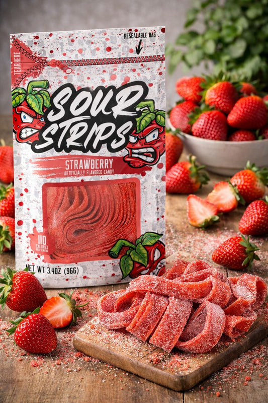 Sour Strips Sour Candy Belts – 3-Pack Resealable Bags (Multiple Flavors)