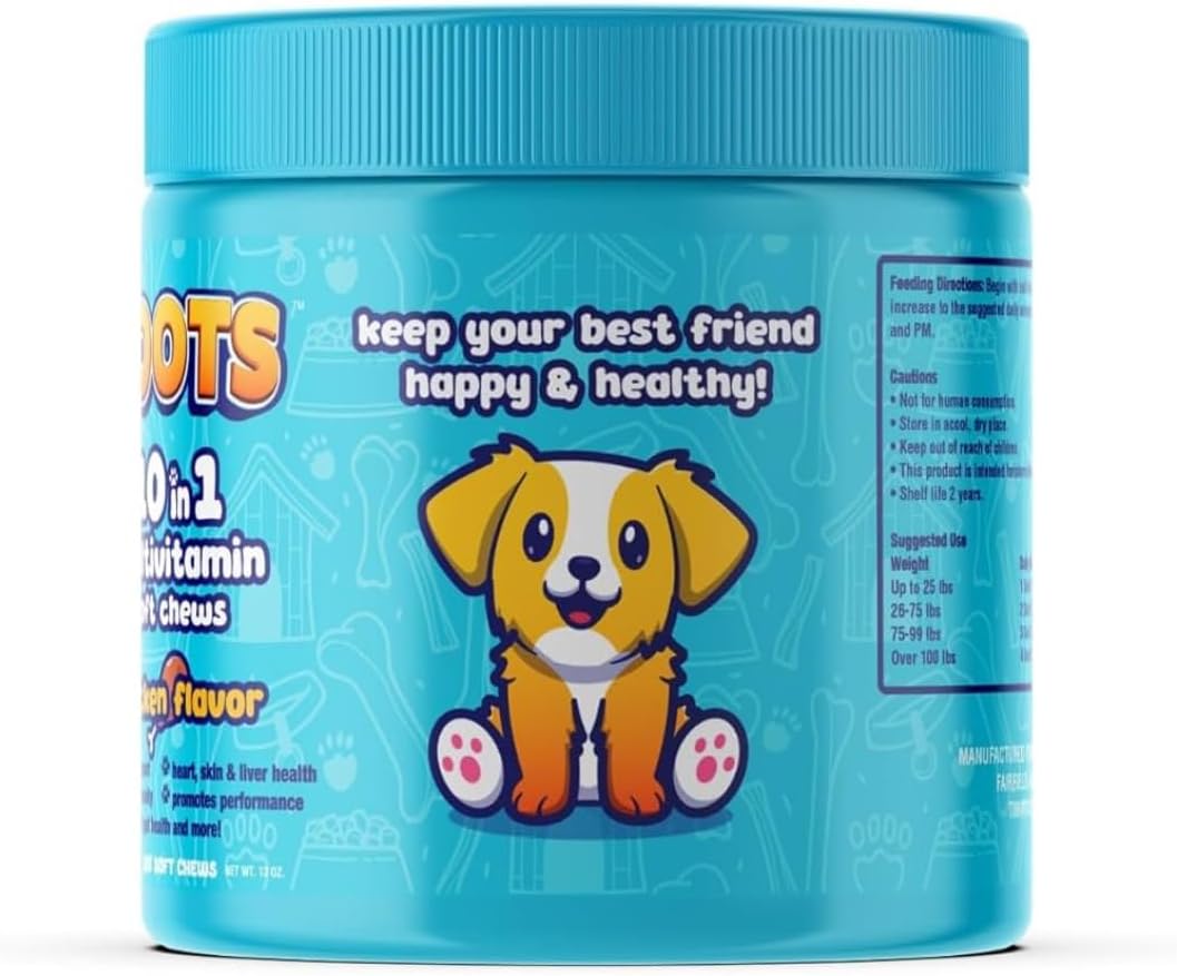 TOOTS 10-in-1 Multivitamin for Dogs – 120ct Chicken Flavor Soft Chews