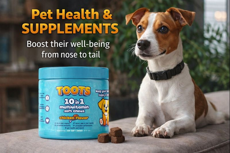 TOOTS 10-in-1 Multivitamin for Dogs – 120ct Chicken Flavor Soft Chews
