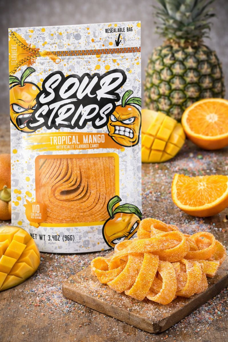 Sour Strips Sour Candy Belts – 3-Pack Resealable Bags (Multiple Flavors)